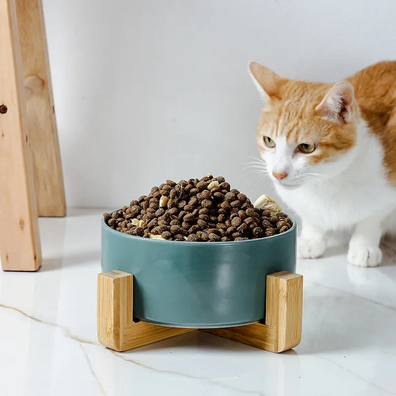 Ceramic Pet Bowls with Wooden frame