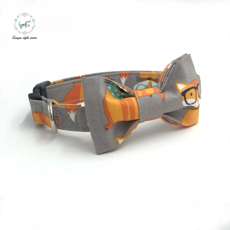 Dog or Cat Collar with Bow Tie - The Orange Fox