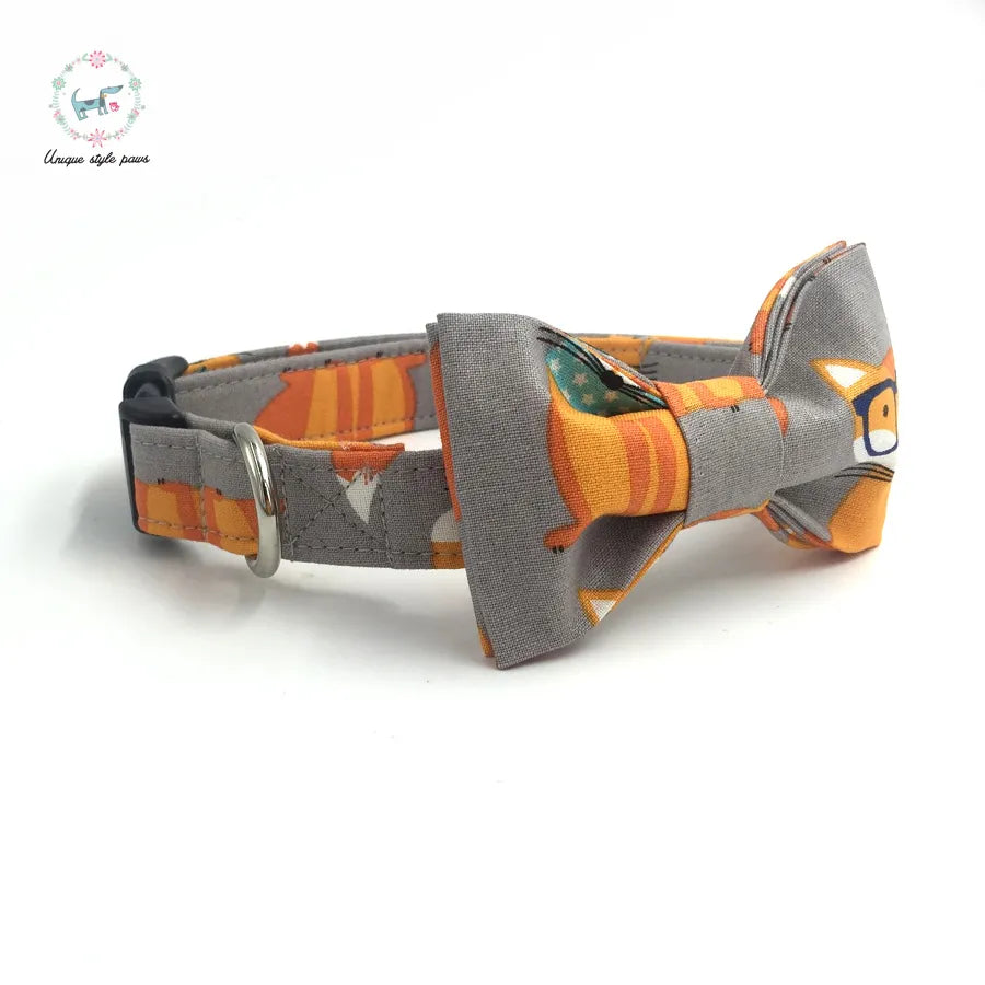 Dog or Cat Collar with Bow Tie - The Orange Fox