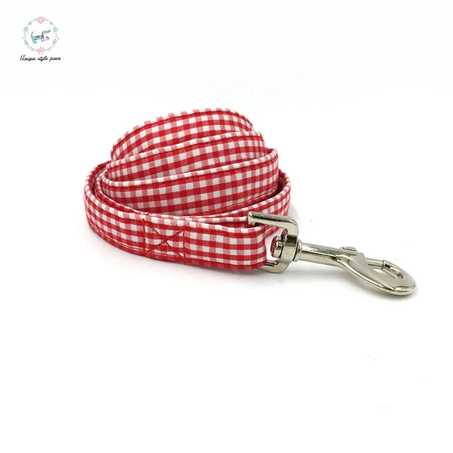 Dog Collar with Bow Tie & Lead - Red Plaid - The Alto Plus