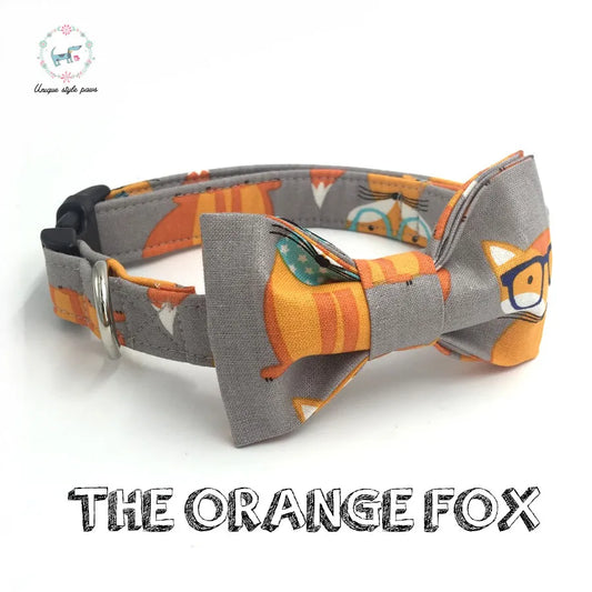 Dog or Cat Collar with Bow Tie - The Orange Fox