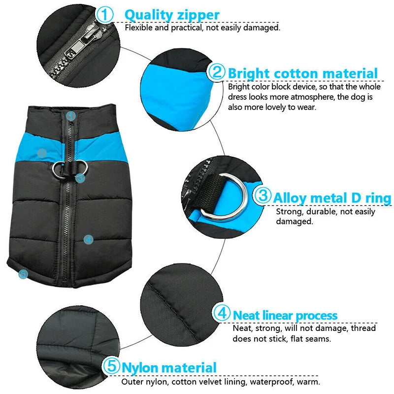 Winter Waterproof Dog Vest for Large Dogs