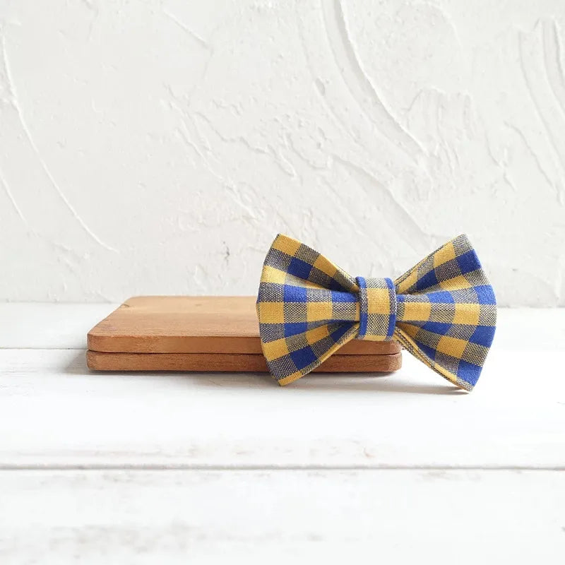 Cat Collar with Bow Tie & Bell - Plaid Design