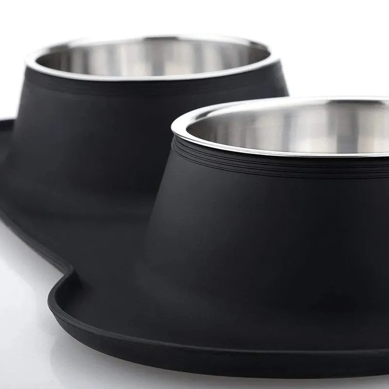 Anti-slip Double Dog Bowl With Silicone Mat