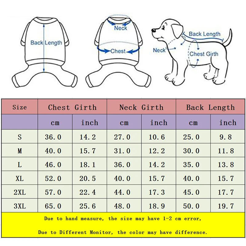 The Dog Face Vest Size Chart