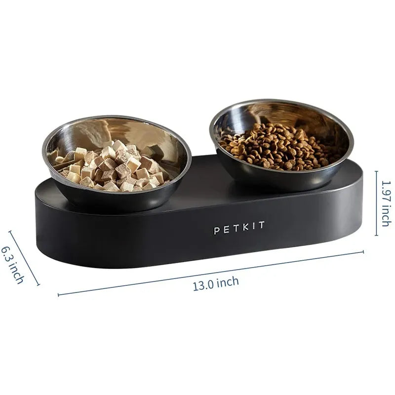 15 Degree Tilt-Adjustable Pet Bowl Double Feeder