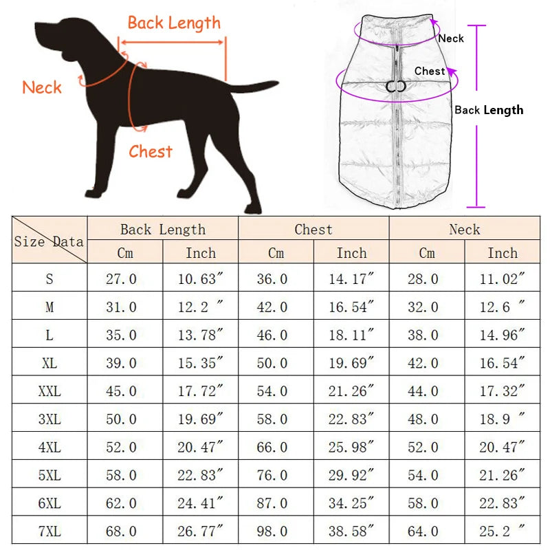 Winter Waterproof Dog Vest for Large Dogs