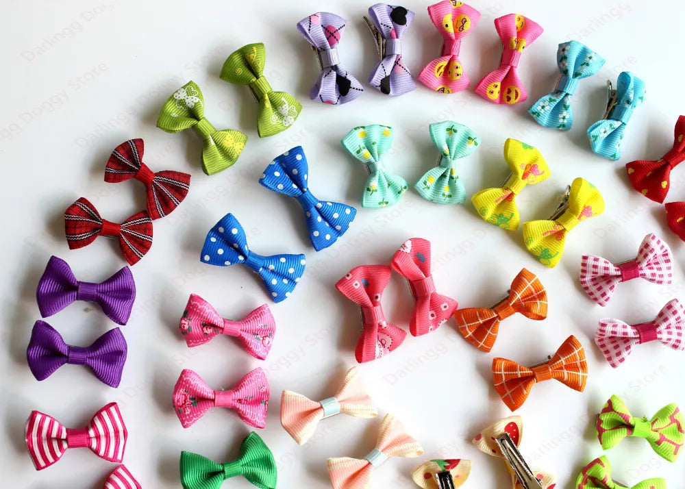 Pet Puppy Dog Hair Bows & Clips Mixed Patterns 50pcs