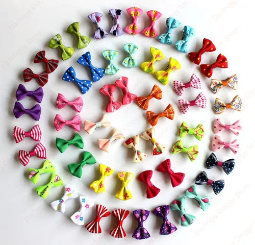 Pet Puppy Dog Hair Bows & Clips Mixed Patterns 50pcs