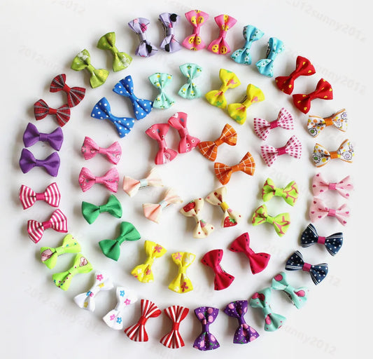 Pet Puppy Dog Hair Bows & Clips Mixed Patterns 50pcs