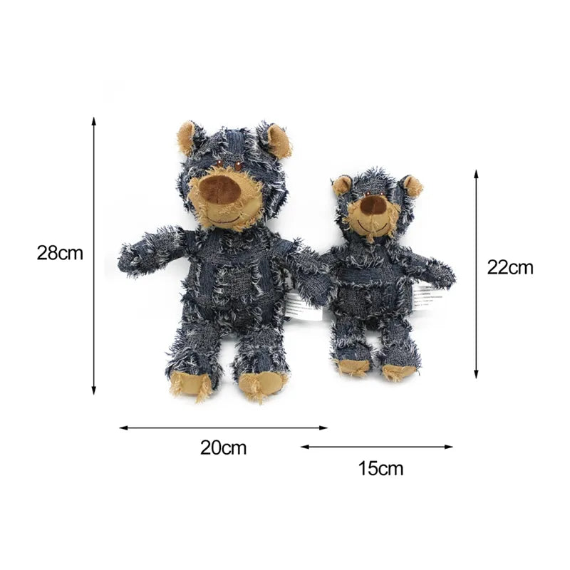 Pet Dog Patchwork Bear Plush Toy - Bite Resistant