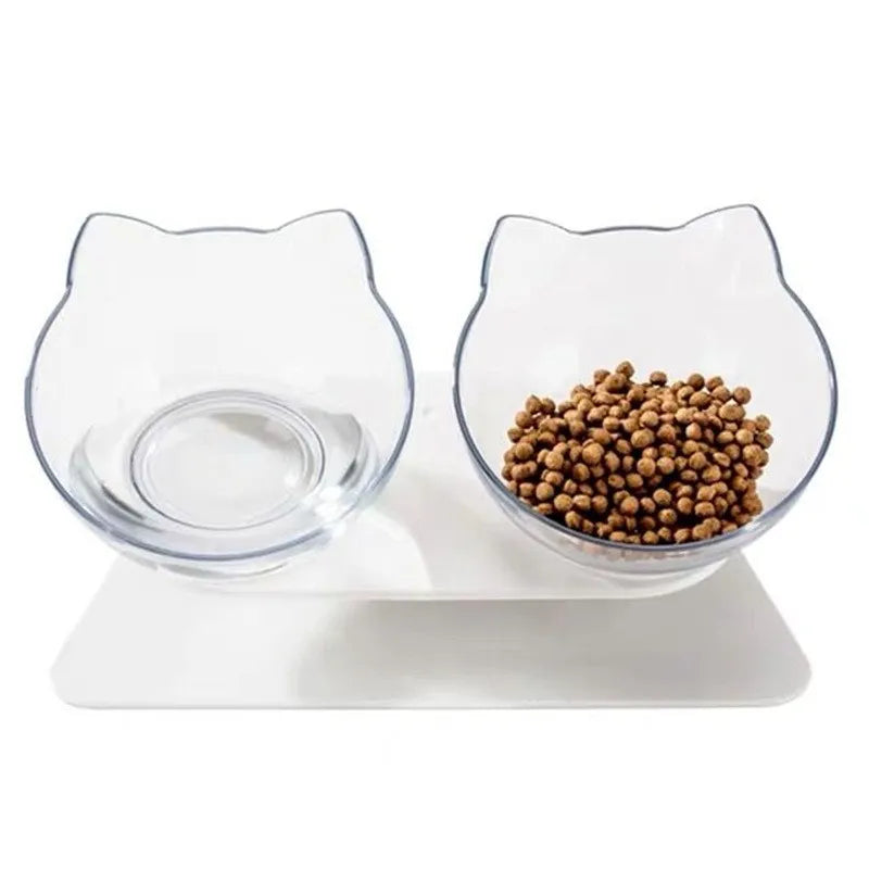 Tilted Double Cat Feeding & Water Bowls