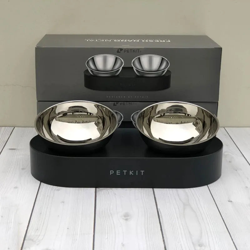 15 Degree Tilt-Adjustable Pet Bowl Double Feeder