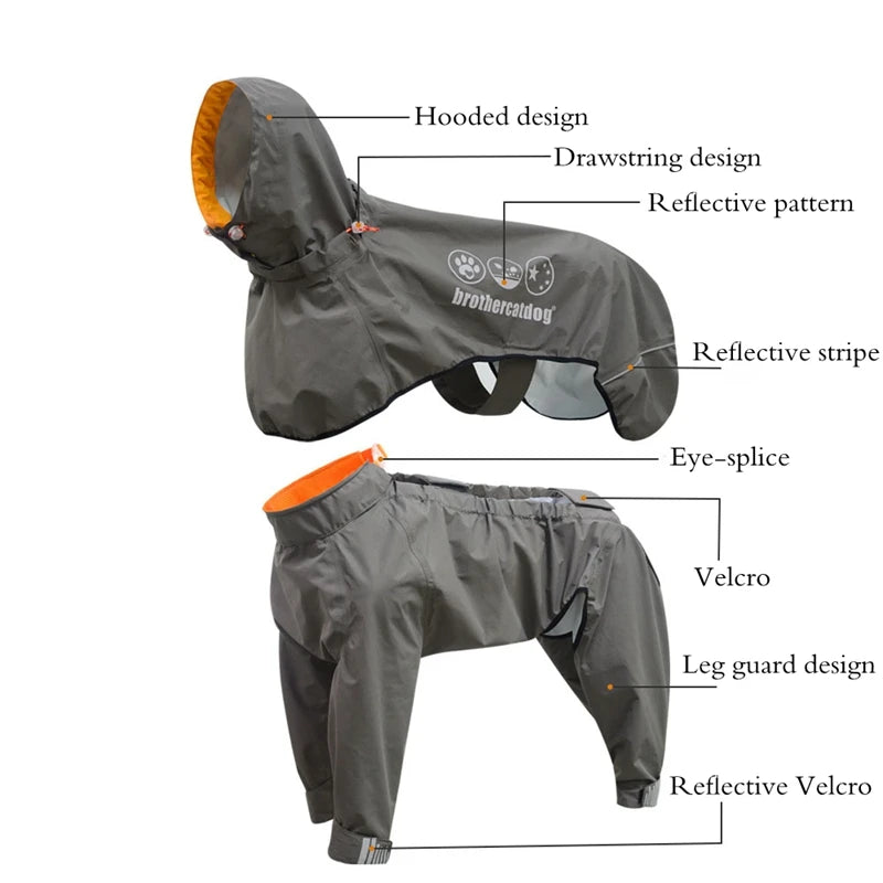 Waterproof Dog Raincoat Jumpsuit