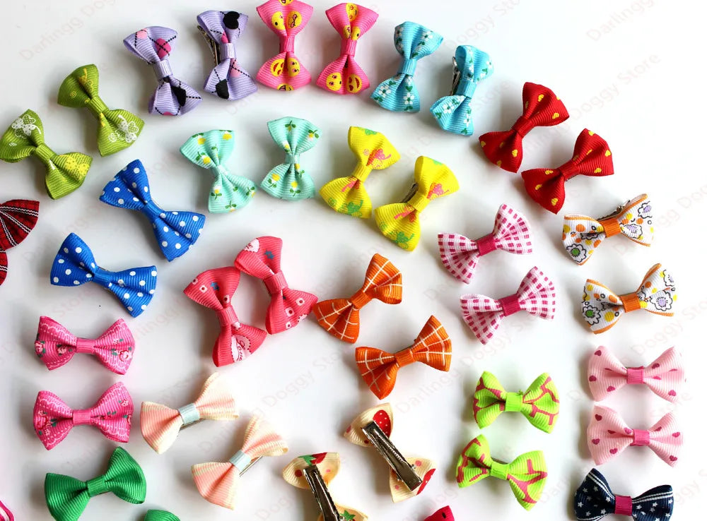 Pet Puppy Dog Hair Bows & Clips Mixed Patterns 50pcs