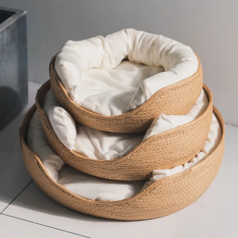 YOKEE Bamboo Weaved Pet Basket