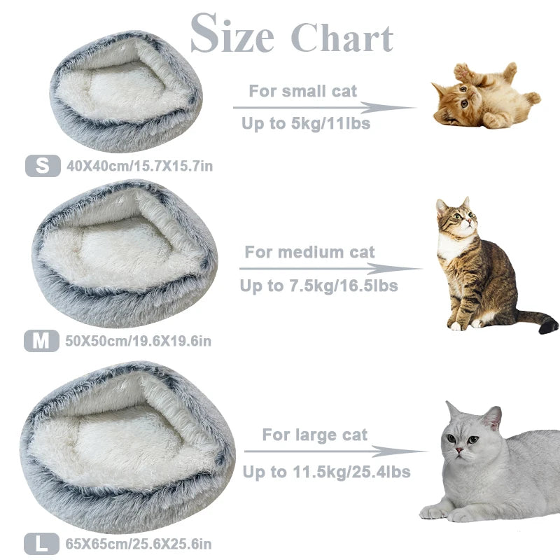 Plush Round Pet Bed with Canopy